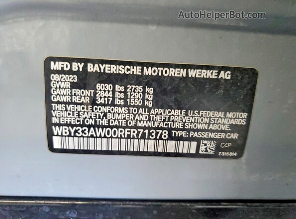 WBY33AW00RFR71378 2024 BMW I4 Серебряный Вид наклейки с VIN-кодом