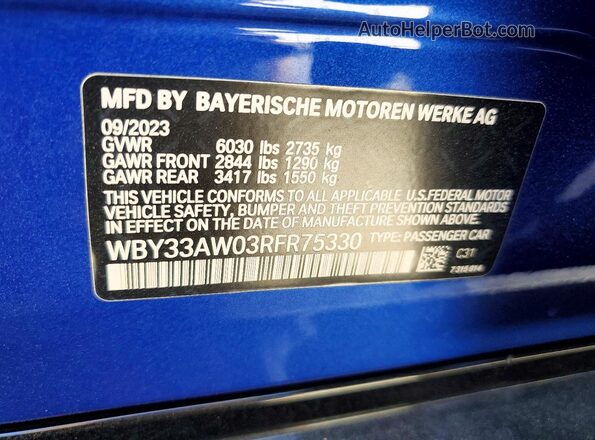 WBY33AW03RFR75330 2024 BMW I4 Blue Engine compartment view