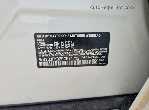 WBY33FK02RCR71712 2024 BMW OTHER Белый Вид подкапотного пространства