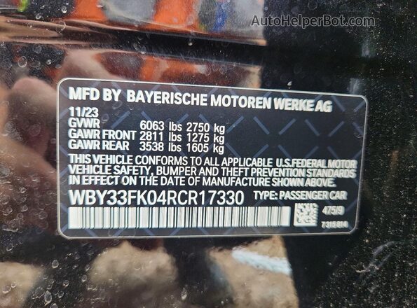 WBY33FK04RCR17330 2024 BMW OTHER Black ძრავის განყოფილების ხედი