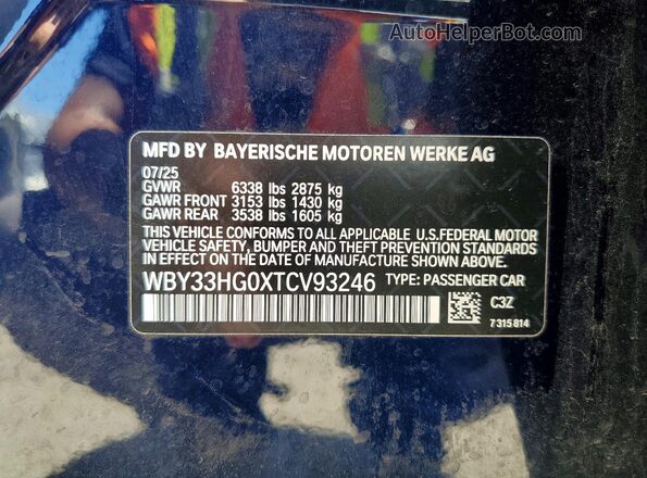 WBY33HG0XTCV93246 2026 BMW OTHER Blue Vista de la etiqueta del VIN