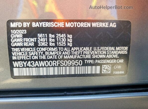 WBY43AW00RFS09950 2024 BMW I4 Серебряный Вид подкапотного пространства
