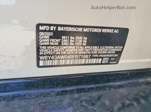 WBY43AW04RFR71887 2024 BMW I4 White Engine compartment view