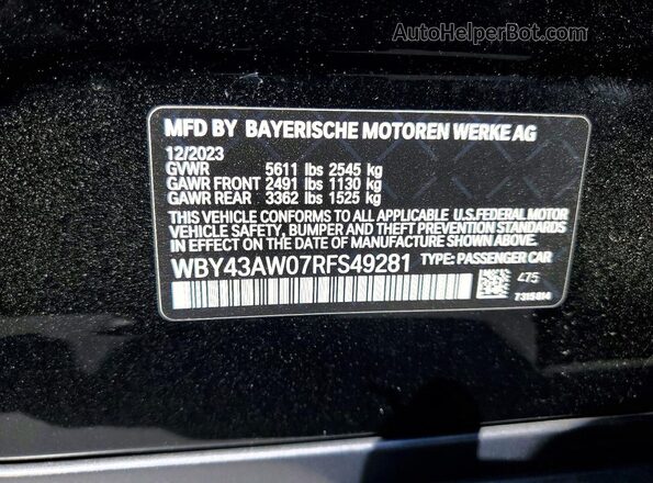 WBY43AW07RFS49281 2024 BMW I4 Черный Вид подкапотного пространства