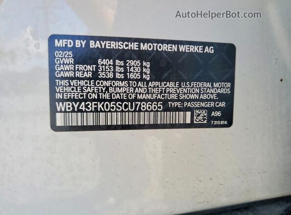WBY43FK05SCU78665 2025 BMW OTHER White Engine compartment view