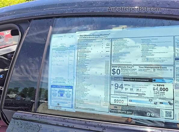 WBY43HD02TFW50837 2026 BMW I4 Black Widok naklejki z numerem VIN