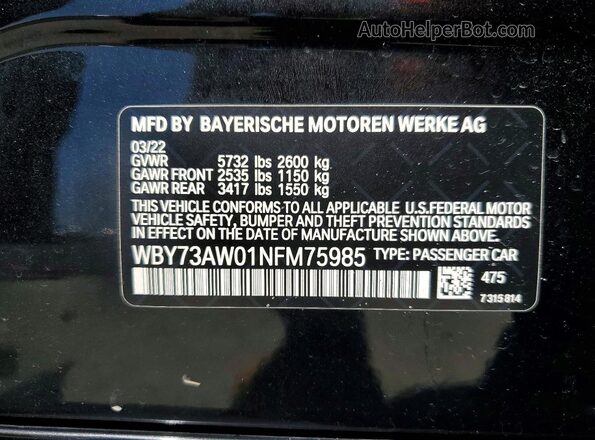 WBY73AW01NFM75985 2022 BMW I4 Black Вид підкапотного простору