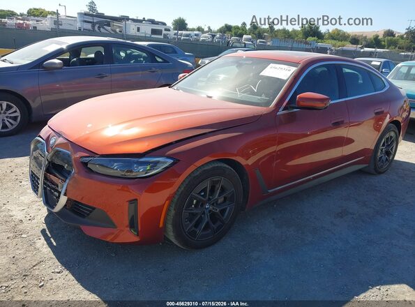 WBY73AW01PFR14900 2023 BMW I4 Orange წინა მარცხენა ხედი სამი მეოთხედიდან