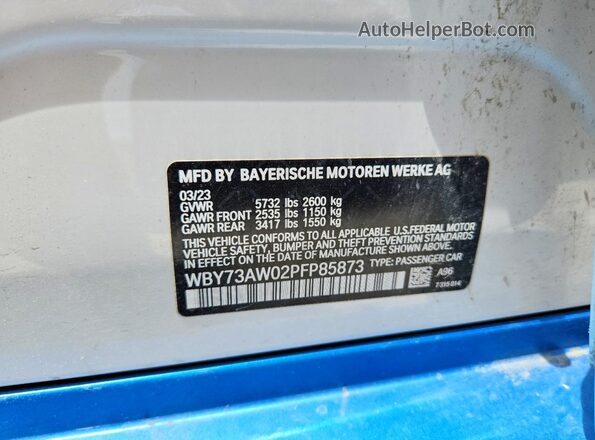 WBY73AW02PFP85873 2023 BMW I4 White Engine compartment view