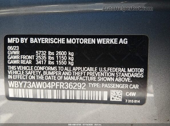 WBY73AW04PFR36292 2023 BMW I4 Silver Vista del compartimento del motor