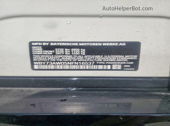 WBY73AW05NFN16537 2022 BMW I4 Белый Вид подкапотного пространства