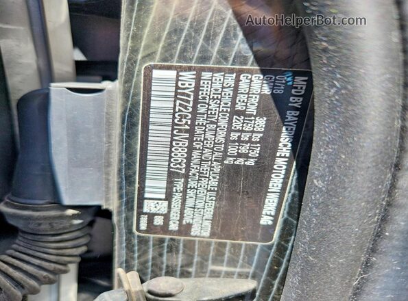 WBY7Z2C51JVB88637 2018 BMW I3 White Շարժիչի բաժամունքի տեսք