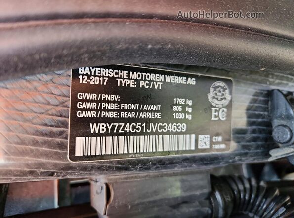 WBY7Z4C51JVC34639 2018 BMW I3 Blue Вид підкапотного простору