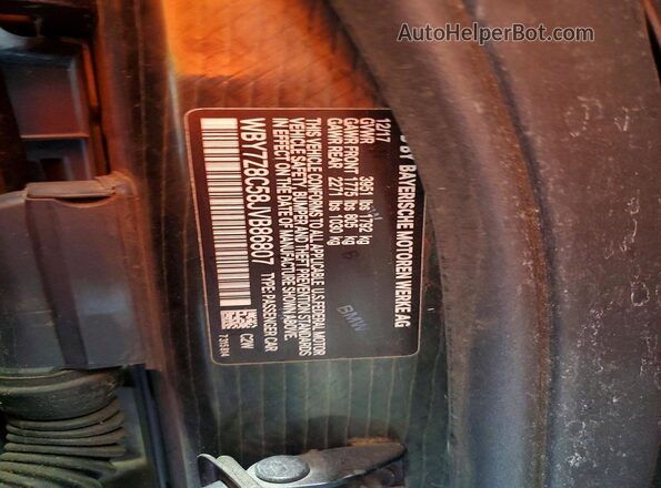 WBY7Z8C58JVB86807 2018 BMW I3 Черный Вид наклейки с VIN-кодом