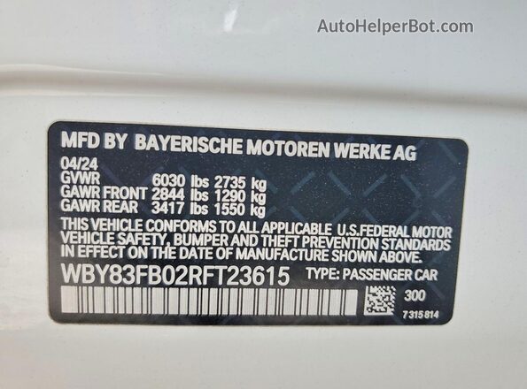 WBY83FB02RFT23615 2024 BMW I4 White Widok komory silnika