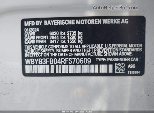 WBY83FB04RFS70609 2024 BMW I4 White Engine compartment view