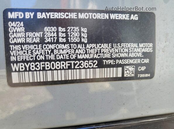 WBY83FB08RFT23652 2024 BMW I4 Gray Widok komory silnika
