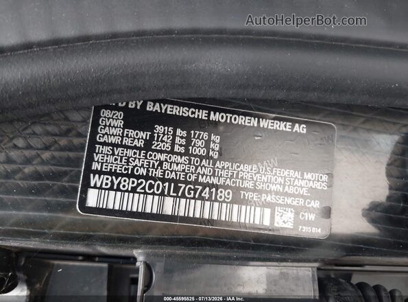 WBY8P2C01L7G74189 2020 BMW I3 Dark Blue Widok komory silnika