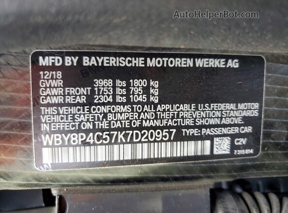 WBY8P4C57K7D20957 2019 BMW I3 Gray 360 interior view