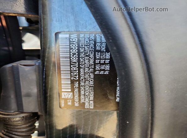WBY8P8C58K7D87672 2019 BMW I3 Black Շարժիչի բաժամունքի տեսք