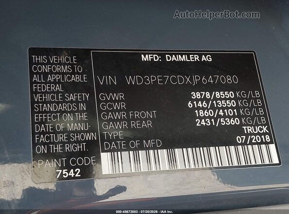 WD3PE7CDXJP647080 2018 MERCEDES-BENZ SPRINTER Blue Widok komory silnika