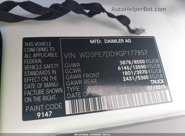 WD3PE7DD9GP177857 2016 MERCEDES-BENZ SPRINTER White Вид підкапотного простору
