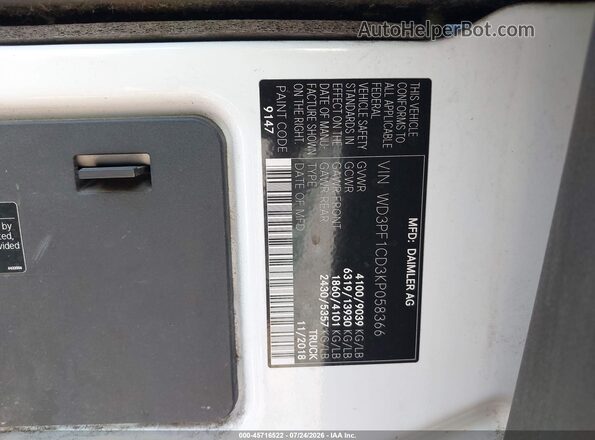 WD3PF1CD3KP058366 2019 MERCEDES-BENZ SPRINTER Белый Вид подкапотного пространства