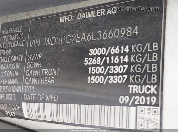 WD3PG2EA6L3660984 2020 MERCEDES-BENZ METRIS White Շարժիչի բաժամունքի տեսք