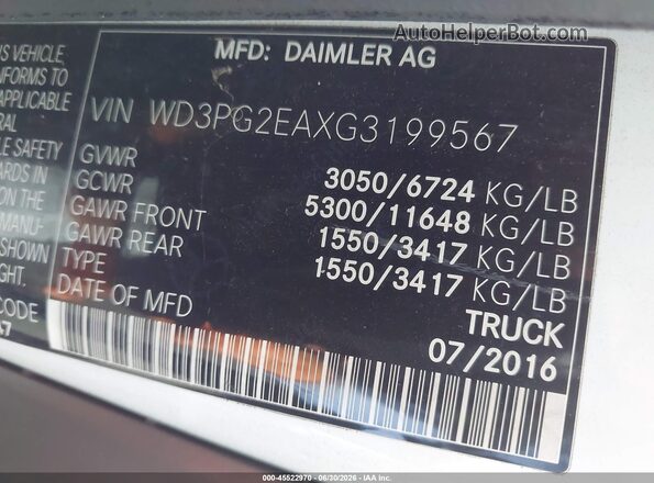 WD3PG2EAXG3199567 2016 MERCEDES-BENZ METRIS White Շարժիչի բաժամունքի տեսք