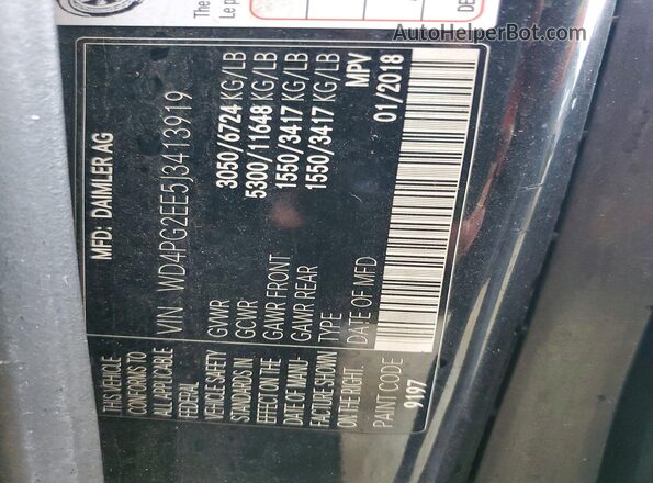 WD4PG2EE5J3413919 2018 MERCEDES-BENZ METRIS Black VIN კოდის სტიკერის ხედი