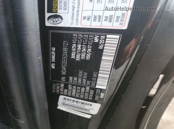 WD4PG2EE5J3488121 2018 MERCEDES-BENZ METRIS Black VIN կոդի պիտակի տեսք