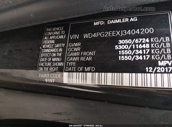WD4PG2EEXJ3404200 2018 MERCEDES-BENZ METRIS Black Widok komory silnika