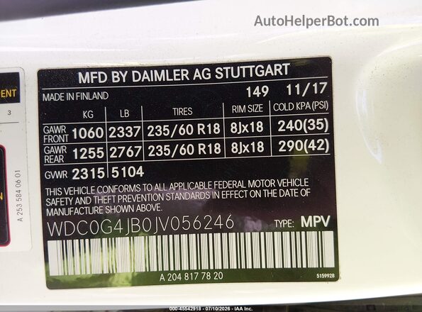WDC0G4JB0JV056246 2018 MERCEDES-BENZ GLC 300 White Widok komory silnika