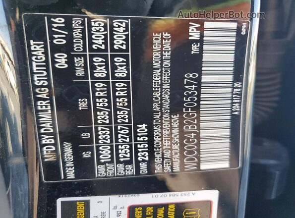 WDC0G4JB2GF053478 2016 MERCEDES-BENZ GLC-CLASS Black Widok naklejki z numerem VIN