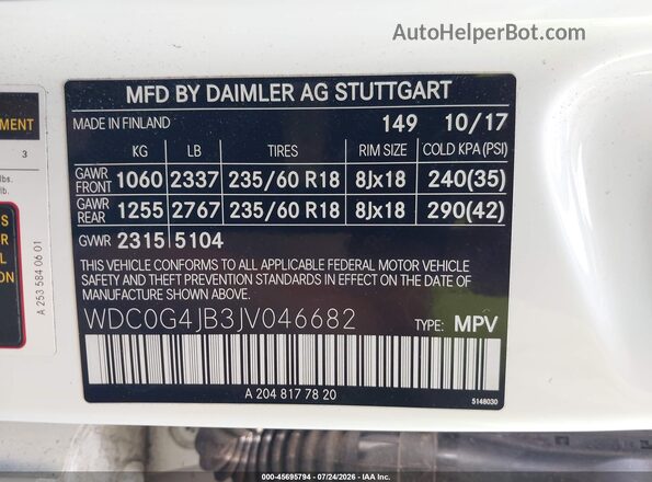 WDC0G4JB3JV046682 2018 MERCEDES-BENZ GLC 300 White Engine compartment view