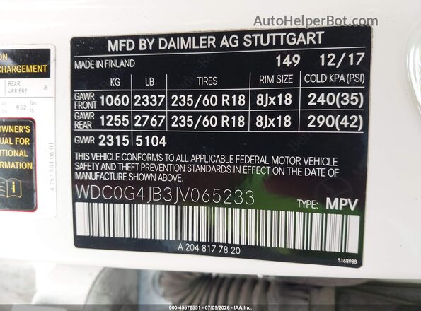 WDC0G4JB3JV065233 2018 MERCEDES-BENZ GLC 300 White Widok komory silnika
