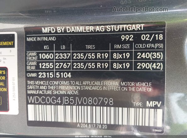 WDC0G4JB5JV080798 2018 MERCEDES-BENZ GLC 300 Gray Vista del compartimento del motor