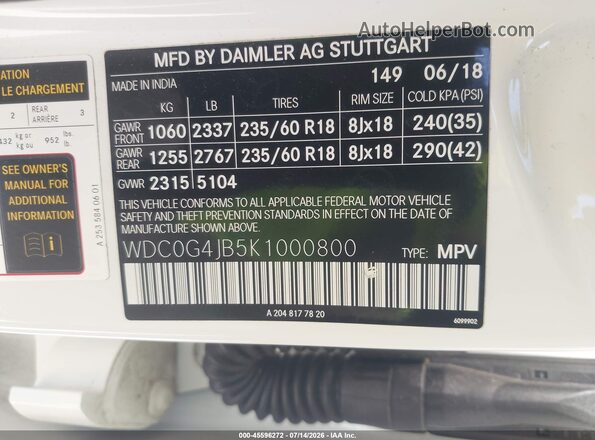 WDC0G4JB5K1000800 2019 MERCEDES-BENZ GLC 300 White Շարժիչի բաժամունքի տեսք