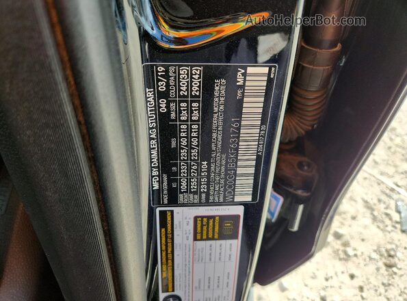 WDC0G4JB5KF631761 2019 MERCEDES-BENZ GLC-CLASS Black Vista de la etiqueta del VIN