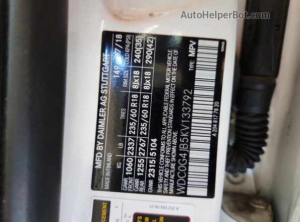 WDC0G4JB5KV133792 2019 MERCEDES-BENZ GLC-CLASS White Widok komory silnika