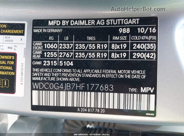 WDC0G4JB7HF177683 2017 MERCEDES-BENZ GLC 300 Silver Widok komory silnika