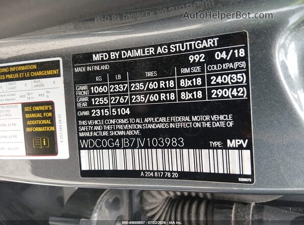 WDC0G4JB7JV103983 2018 MERCEDES-BENZ GLC 300 Gray Widok komory silnika