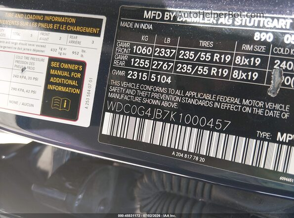WDC0G4JB7K1000457 2019 MERCEDES-BENZ GLC 300 Dark Blue Вид підкапотного простору