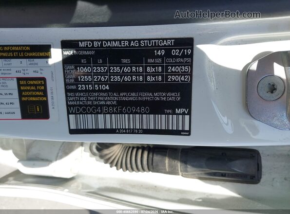 WDC0G4JB8KF609480 2019 MERCEDES-BENZ GLC 300 White Vista del compartimento del motor