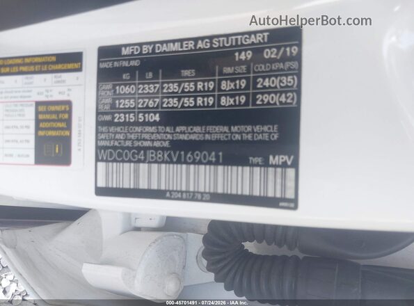 WDC0G4JB8KV169041 2019 MERCEDES-BENZ GLC 300 White Շարժիչի բաժամունքի տեսք