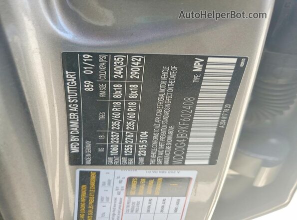 WDC0G4JB9KF602408 2019 MERCEDES-BENZ GLC-CLASS Gold VIN կոդի պիտակի տեսք