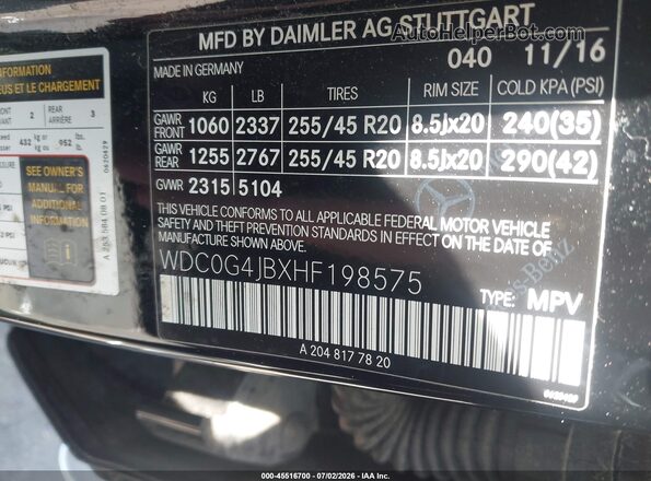 WDC0G4JBXHF198575 2017 MERCEDES-BENZ GLC 300 Black Շարժիչի բաժամունքի տեսք