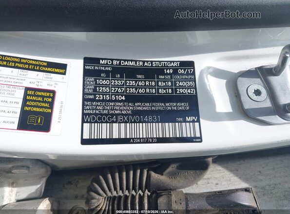 WDC0G4JBXJV014831 2018 MERCEDES-BENZ GLC 300 White Շարժիչի բաժամունքի տեսք