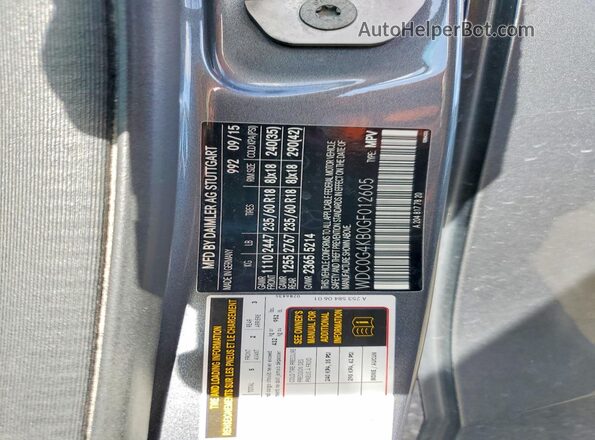 WDC0G4KB0GF012605 2016 MERCEDES-BENZ GLC-CLASS Gray VIN կոդի պիտակի տեսք