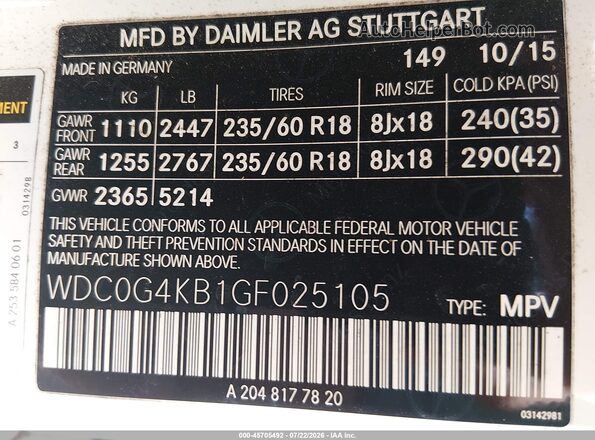 WDC0G4KB1GF025105 2016 MERCEDES-BENZ GLC 300 White Շարժիչի բաժամունքի տեսք